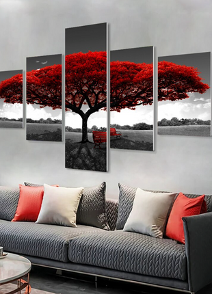 5Pcs Canvas Print Paintings Landscape Pictures Wall Art Modern Living Puce Gaia