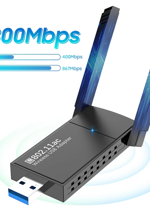 USB 3.0 Wireless WIFI Adapter 1300Mbps Long Range Dongle Dual Band Puce Gaia
