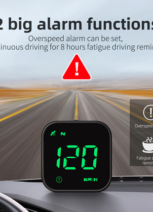 Digital Car HUD GPS Speedometer Head Up Display MPH KMH Compass Puce Gaia