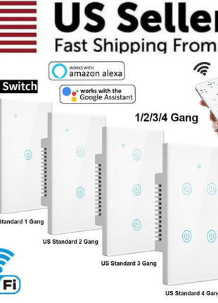 1/2/3/4 Gang WiFi Smart Wall Touch Light Switch Glass Panel For Puce Gaia