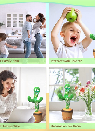 Dancing Cactus Plush Toy Doll Electronic Recording Shake With Song Puce Gaia
