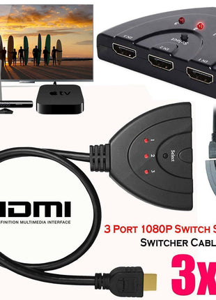 3 Port HDMI Splitter Cable 1080/4K Switch Switcher HUB Adapter for Puce Gaia