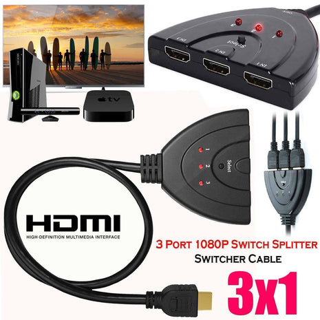 3 Port HDMI Splitter Cable 1080/4K Switch Switcher HUB Adapter for Puce Gaia