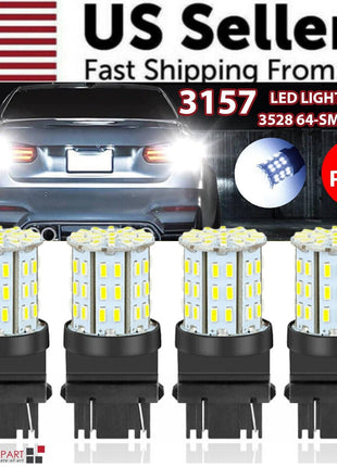 4X 3157 3156 64SMD LED Reverse Tail Brake Turn Signal DRL Light Bulb Puce Gaia