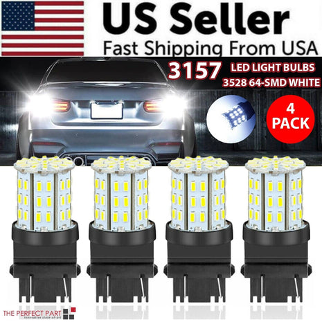 4X 3157 3156 64SMD LED Reverse Tail Brake Turn Signal DRL Light Bulb Puce Gaia