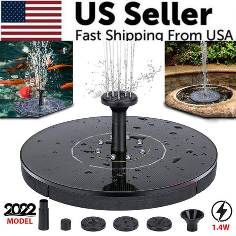 Solar Power Bird Bath Fountain Pump Upgrade 1.4W Solar Fountain With 4 Puce Gaia