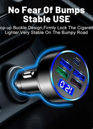 5 USB Port Super Fast Car Charger Adapter For iPhone Samsung Android Puce Gaia