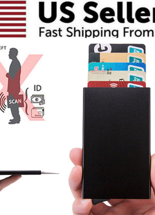 Mens RFID Blocking Slim Money Clip Carbon Fiber Wallet ID Credit Card Puce Gaia