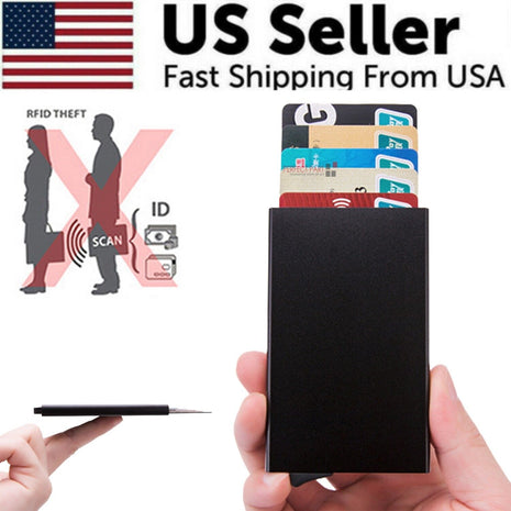 Mens RFID Blocking Slim Money Clip Carbon Fiber Wallet ID Credit Card Puce Gaia