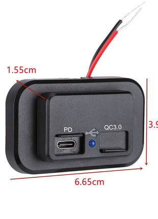 12-24V 4.8A Dual USB PD QC3.0 Car Boat RV Fast Charger Socket LED Puce Gaia
