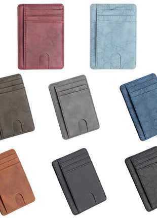 Mens Leather Slim Wallet Credit Card Holder RFID Blocking Pocket ID Puce Gaia