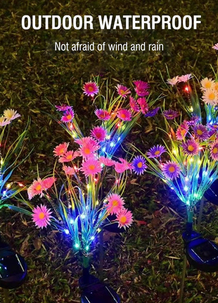 Solar Garden Lights LED Flower Stake Lamp Outdoor Yard Waterproof Puce Gaia