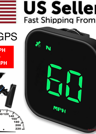 Digital Car HUD GPS Speedometer Head Up Display MPH KMH Compass Puce Gaia