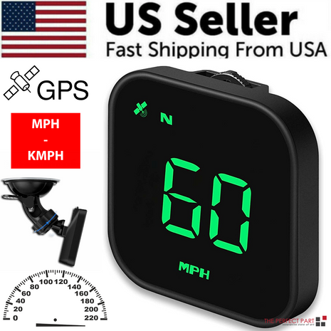 Digital Car HUD GPS Speedometer Head Up Display MPH KMH Compass Puce Gaia