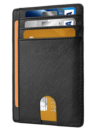 Mens Leather Slim Wallet Credit Card Holder RFID Blocking Pocket ID Puce Gaia