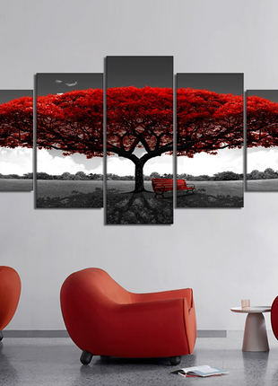 5Pcs Canvas Print Paintings Landscape Pictures Wall Art Modern Living Puce Gaia