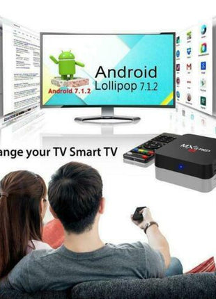 MXQ Pro 4K Ultra HD 64Bit Wifi Android 7.1 Quad Core Smart TV Box Puce Gaia