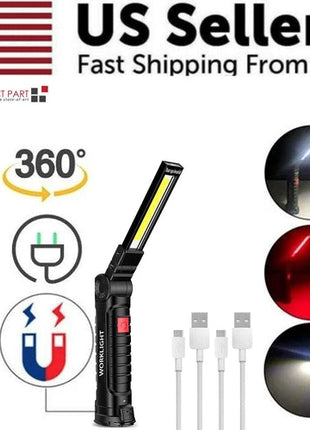 Rechargeable LED COB Work Light Mechanic Flashlight Lamp Magnetic Base Puce Gaia