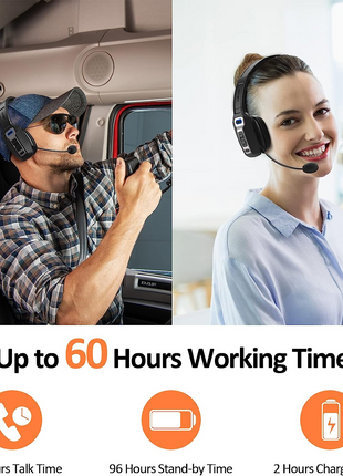 Trucker Bluetooth 5.2 Wireless Headset With Noise Cancelling Mic For Puce Gaia