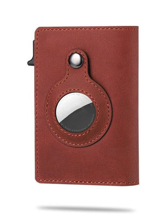 For Airtag Wallet Case Genuine Leather Credit Card Holder Magnetic Air Puce Gaia