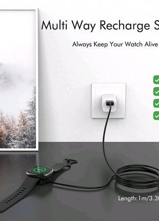 Wireless Charger For Fitbit Sense Versa 3 4 Watch USB Fast Charging Puce Gaia