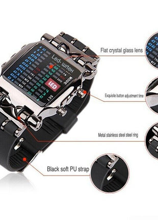 Luxury Men's Watch LED Sports Date Digital Bracelet Waterproof Quartz Puce Gaia