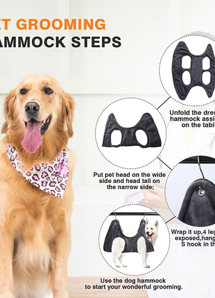 Portable Pet Dog Cat Grooming Hanging Hammock Harness Breathable Groom Puce Gaia