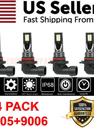 9005 9006 LED Headlights Kit Combo Bulbs 8000K High Low Beam Super Puce Gaia