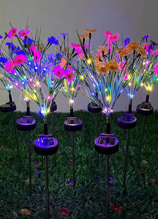 Solar Garden Lights LED Flower Stake Lamp Outdoor Yard Waterproof Puce Gaia