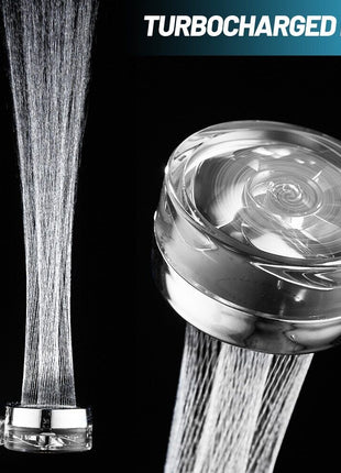 High Pressure Shower Head Adjustable 360° Rotation Turbine Water Puce Gaia
