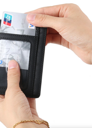 Mens Leather Slim Wallet Credit Card Holder RFID Blocking Pocket ID Puce Gaia