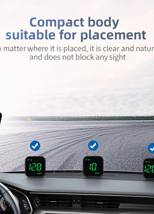 Digital Car HUD GPS Speedometer Head Up Display MPH KMH Compass Puce Gaia