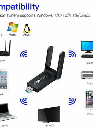1200Mbps Long Range AC1200 Dual Band 5GHz Wireless USB 3.0 WiFi Puce Gaia