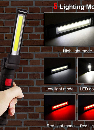 Rechargeable LED COB Work Light Mechanic Flashlight Lamp Magnetic Base Puce Gaia