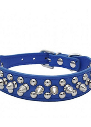 Spiked Studded Leather Dog Collar Rivets Pet Small Large Cat Pit Bull Puce Gaia