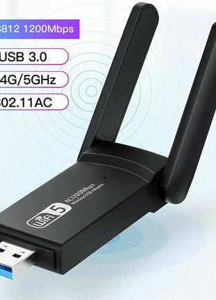 1200Mbps Long Range AC1200 Dual Band 5GHz Wireless USB 3.0 WiFi Puce Gaia