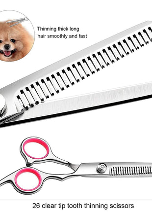 Pet Dog Grooming Scissors Stainless Straight Curved Thinning Shears Puce Gaia