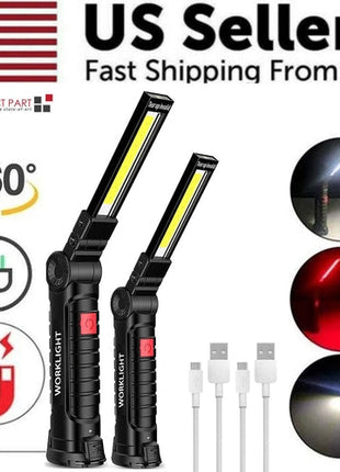 Rechargeable LED COB Work Light Mechanic Flashlight Lamp Magnetic Base Puce Gaia
