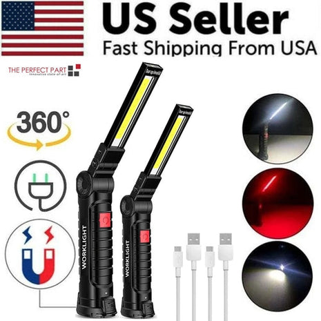 Rechargeable LED COB Work Light Mechanic Flashlight Lamp Magnetic Base Puce Gaia