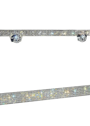 2PCS Bling License Plate Frame Glitter Crystal Sparkling Rhinestone Puce Gaia