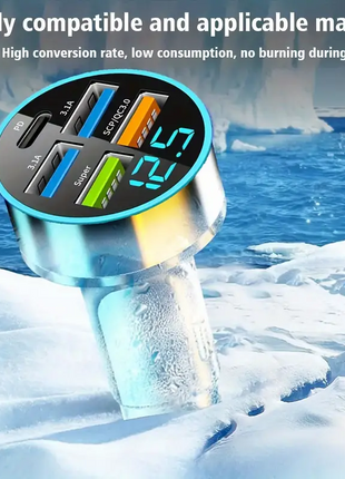 5 USB Port Super Fast Car Charger Adapter For iPhone Samsung Android Puce Gaia
