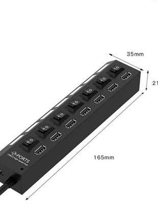 7 Port USB 2.0 / 3.0 Hub Splitter Adapter High Speed For PC Laptop Mac Puce Gaia