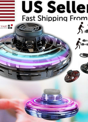 Flying Fidget Spinner Drone Ball UFO Stress Focus Hand Fun Toy LED Puce Gaia