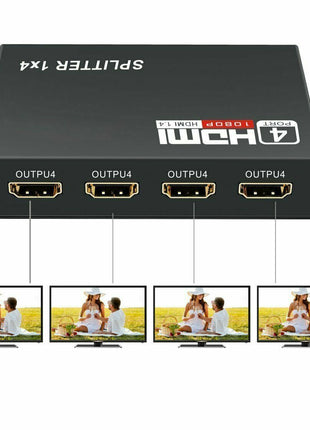 4 Port HDMI 4K Hub Multi Splitter & Amplifier For 3D HDTV 1080P 1X4 1 Puce Gaia