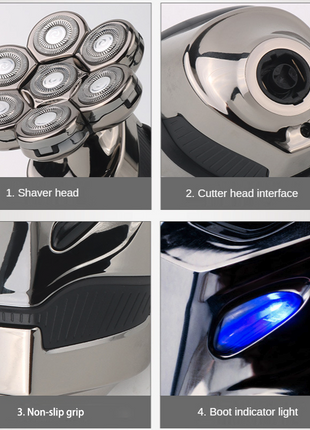 7D Cordless Shaver Hair Trimmer Men’s 5-In-1 Electric Head Shaver Puce Gaia