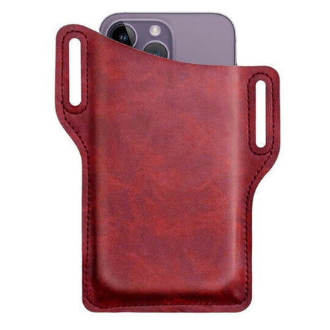 Men Cell Phone Belt Pack Bag Loop Waist Holster Pouch Case Leather Puce Gaia