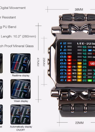 Luxury Men's Watch LED Sports Date Digital Bracelet Waterproof Quartz Puce Gaia