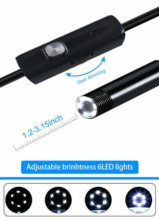 5M 6LEDs Snake Endoscope Borescope 8mm Inspection USB Camera Scope For Puce Gaia