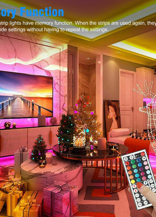 32FT LED SMD Strip Light Flexible 3528 RGB Remote Fairy Lights Room TV Puce Gaia
