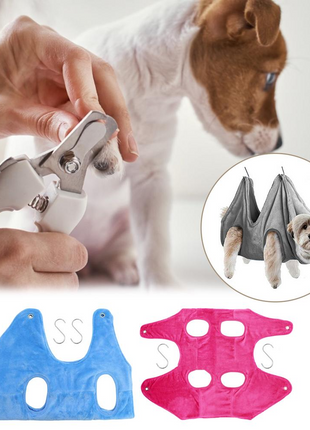 Portable Pet Dog Cat Grooming Hanging Hammock Harness Breathable Groom Puce Gaia